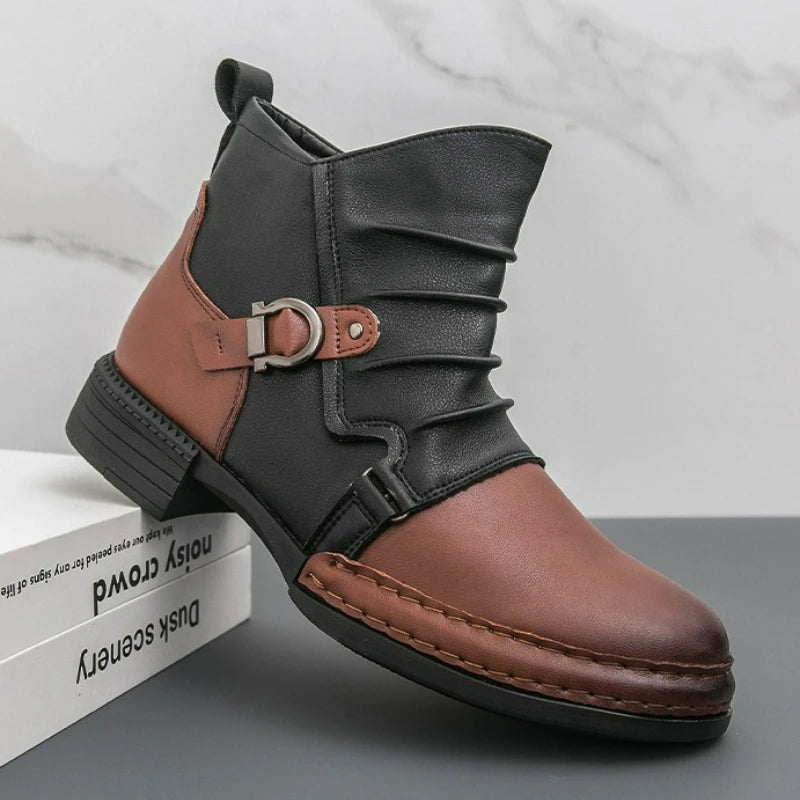 Retro Brown and Black Steampunk Boots
