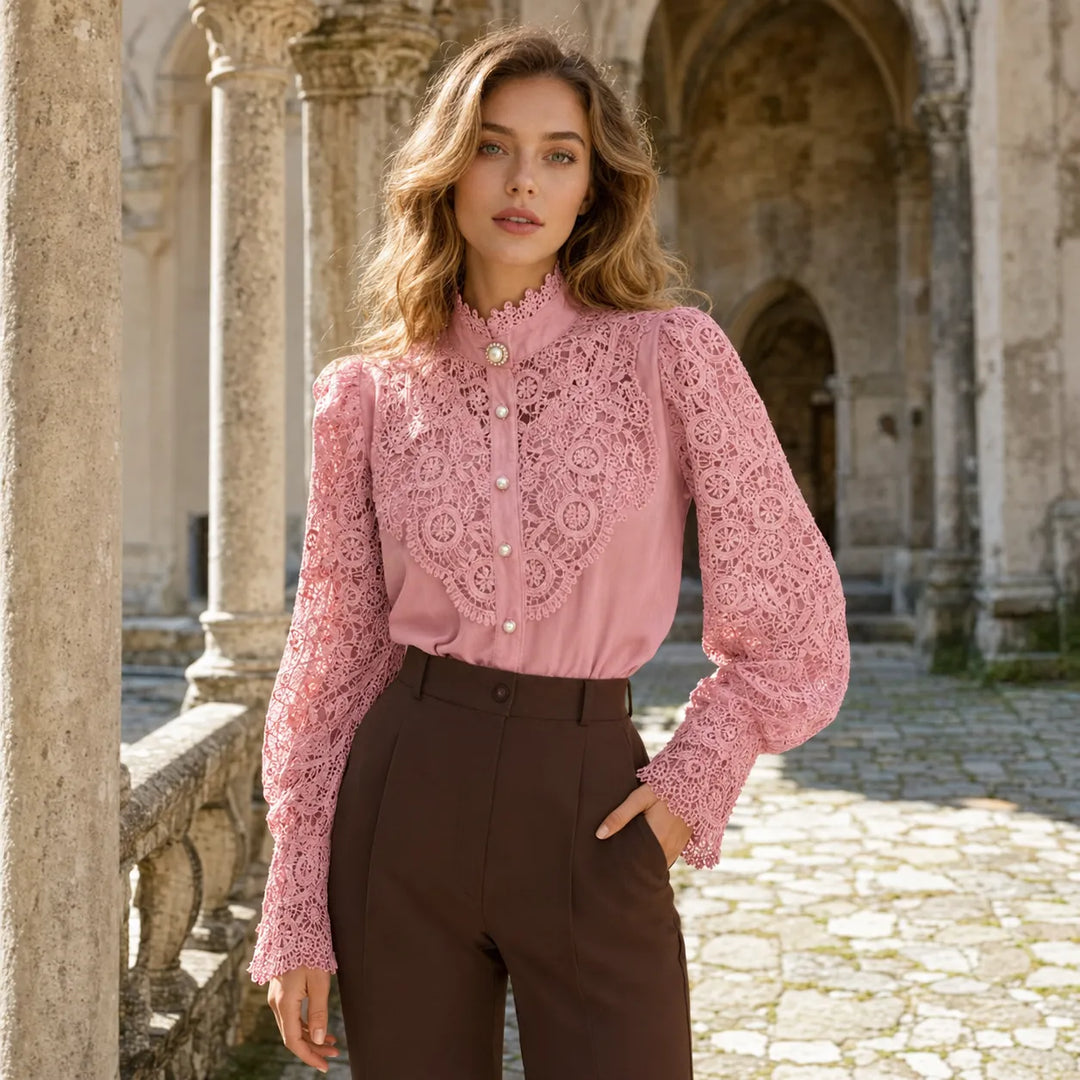 Retro Chic Steampunk Shirt With Lace