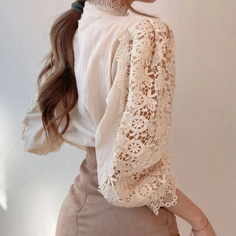 Retro Chic Steampunk Shirt With Lace stylish