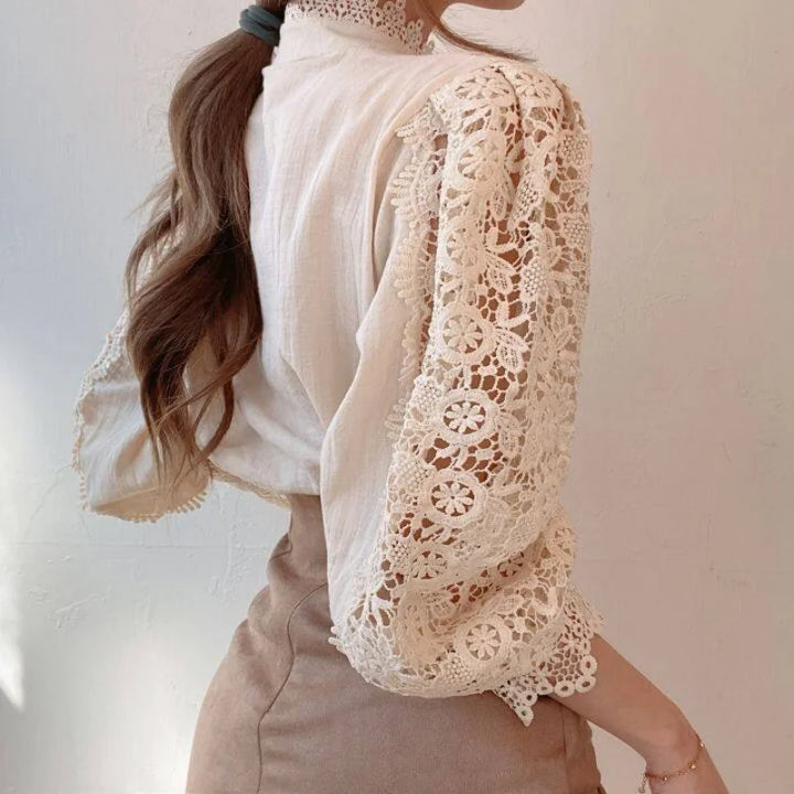 Retro Chic Steampunk Shirt With Lace stylish