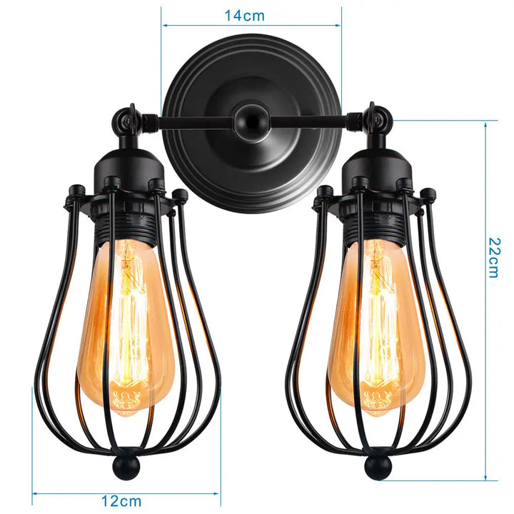 Retro Industrial Steampunk Double Lamp black