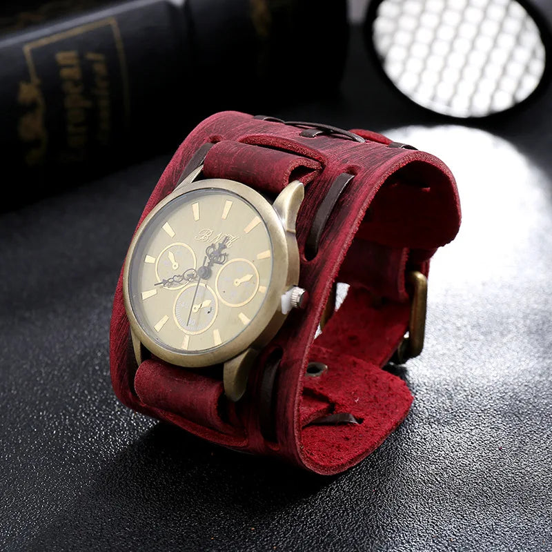 Retro Leather Steampunk Wristwatch