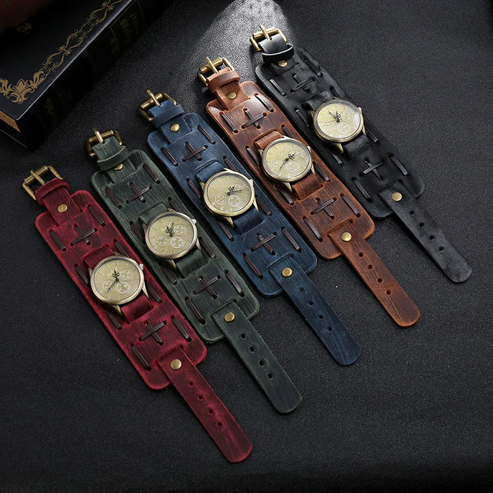 Retro Leather Steampunk Wristwatch Stylish