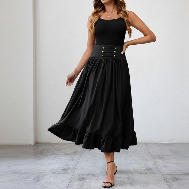 Retro Maxi Steampunk Skirt With Ruffles