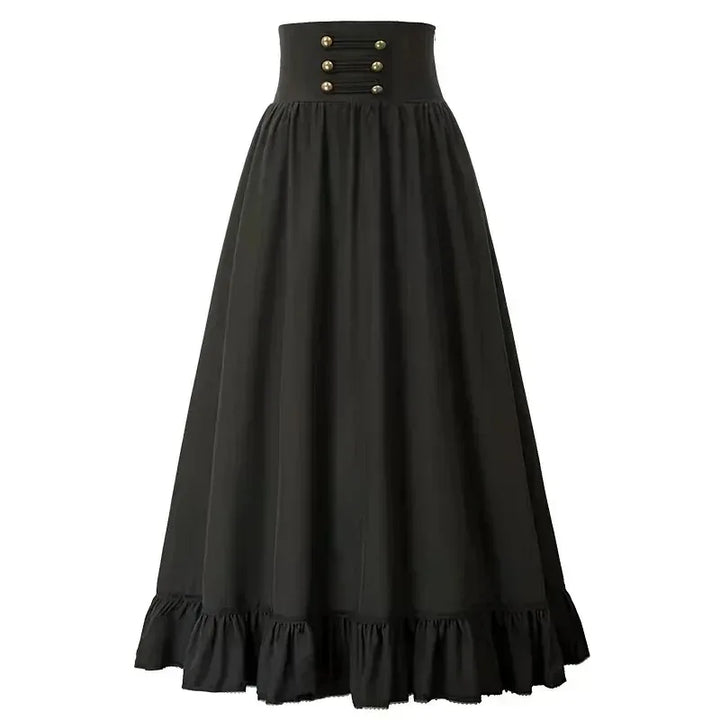 Retro Maxi Steampunk Skirt With Ruffles bold