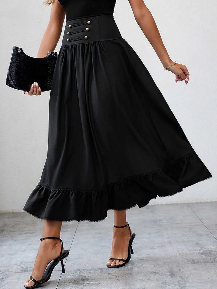 Retro Maxi Steampunk Skirt With Ruffles dramatic