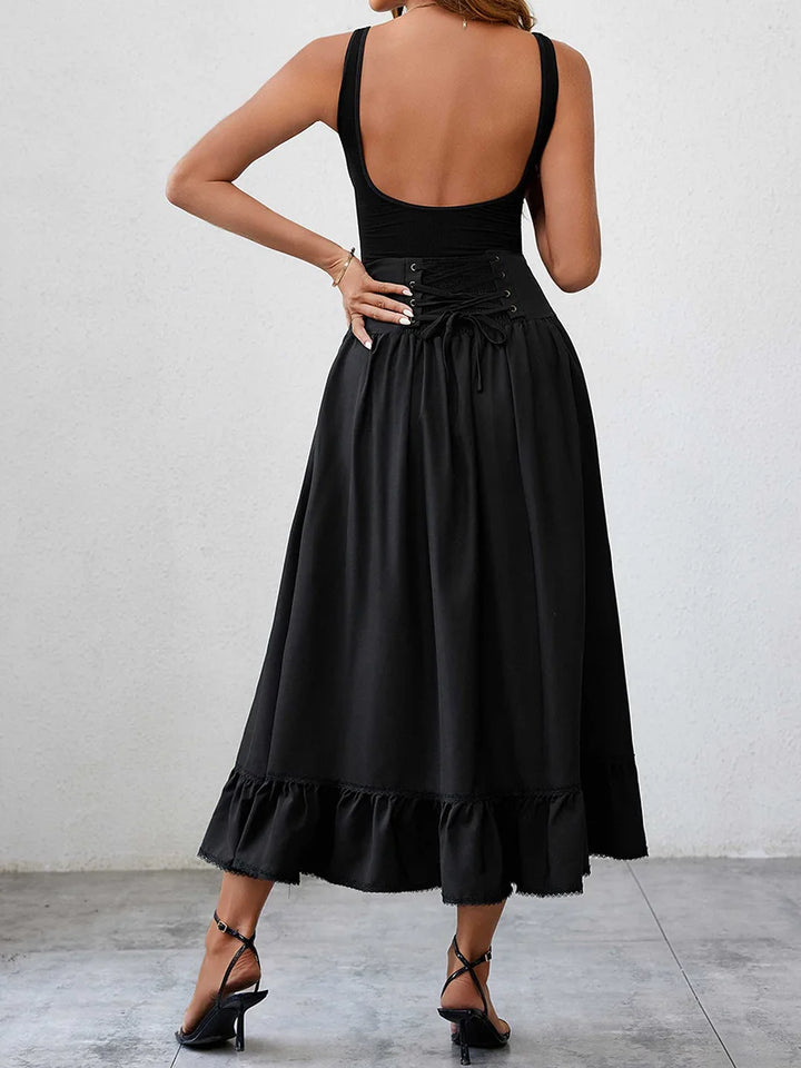 Retro Maxi Steampunk Skirt With Ruffles elegant