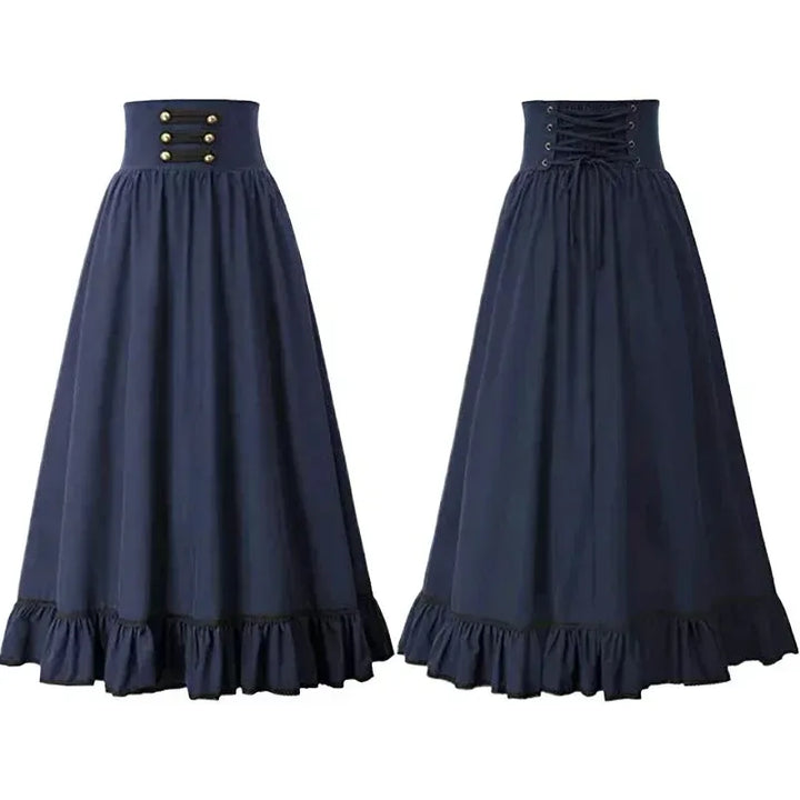 Retro Maxi Steampunk Skirt With Ruffles vintage
