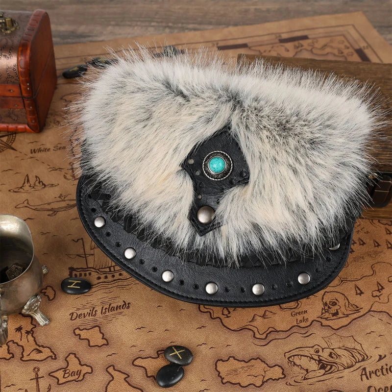 Retro Medieval Steampunk Fur Bag