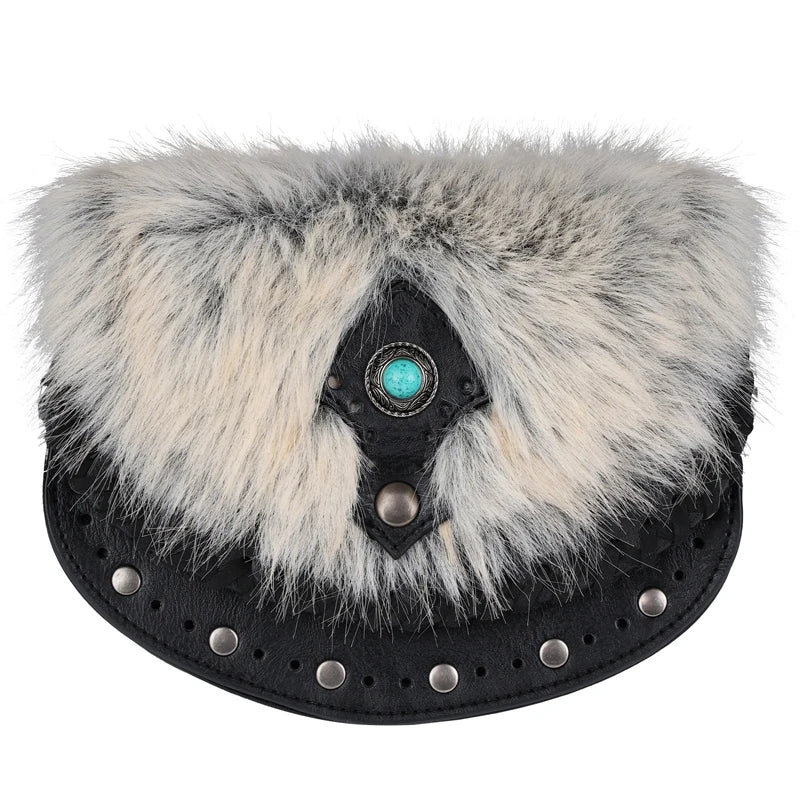 Retro Medieval Steampunk Fur Bag chic