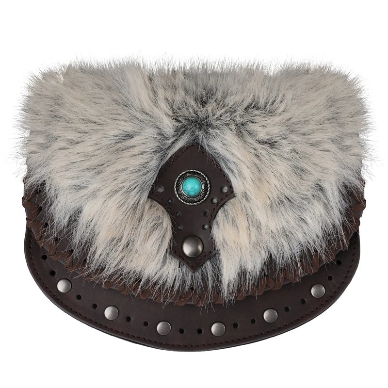 Retro Medieval Steampunk Fur Bag tendance