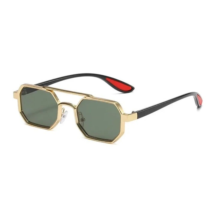 Retro Octogonal Steampunk Sunglasses Green