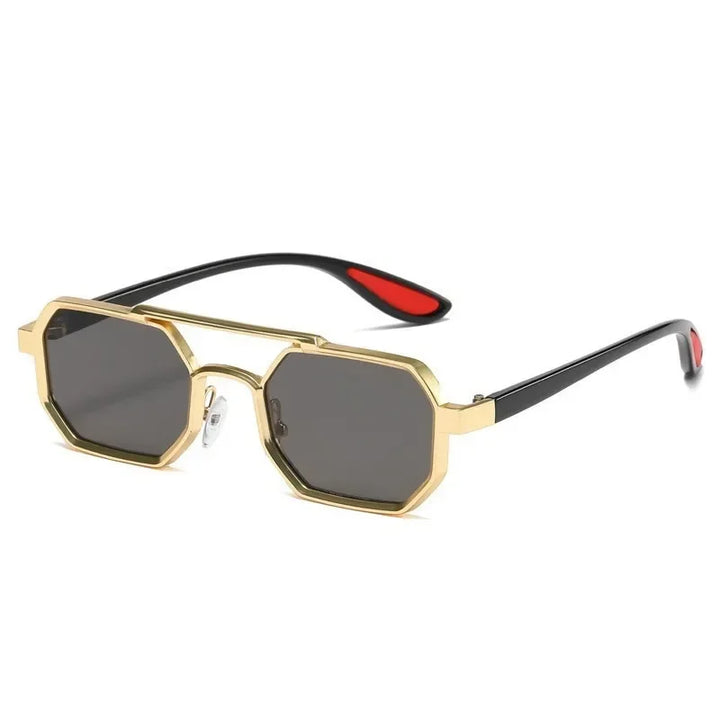 Retro Octogonal Steampunk Sunglasses Grey