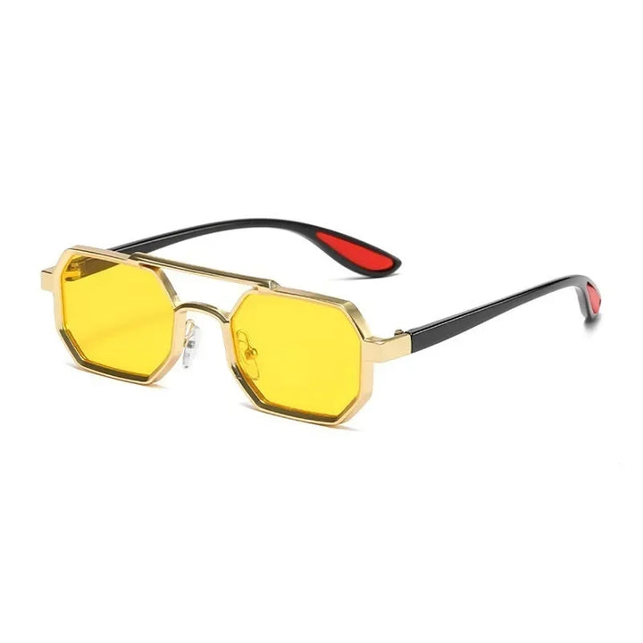 Retro Octogonal Steampunk Sunglasses Yellow