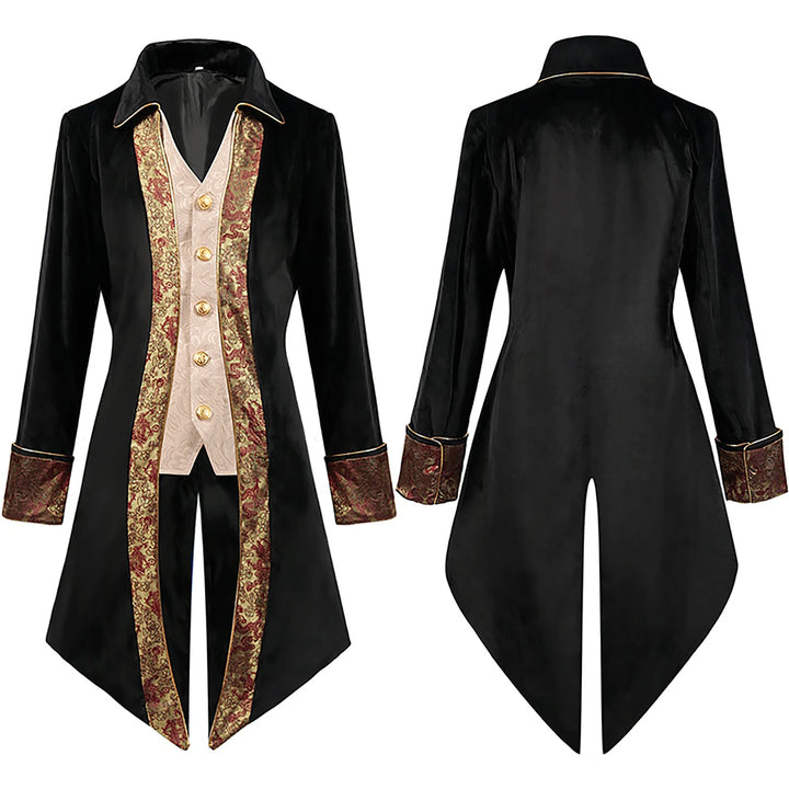Retro Renaissance Steampunk Coat  Black
