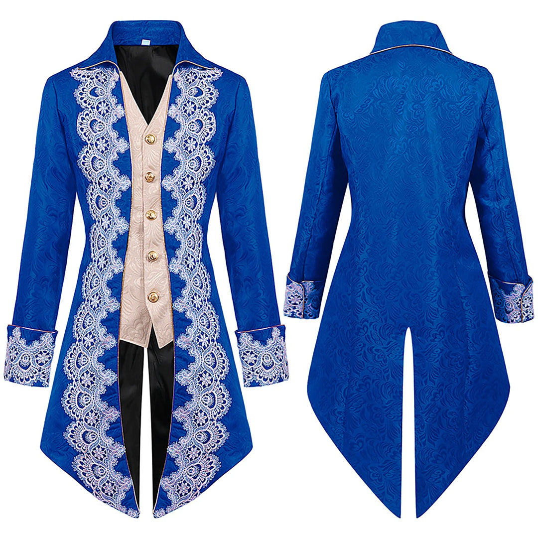 Retro Renaissance Steampunk Coat  Blue