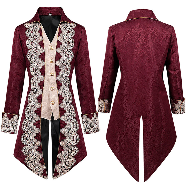 Retro Renaissance Steampunk Coat  Red