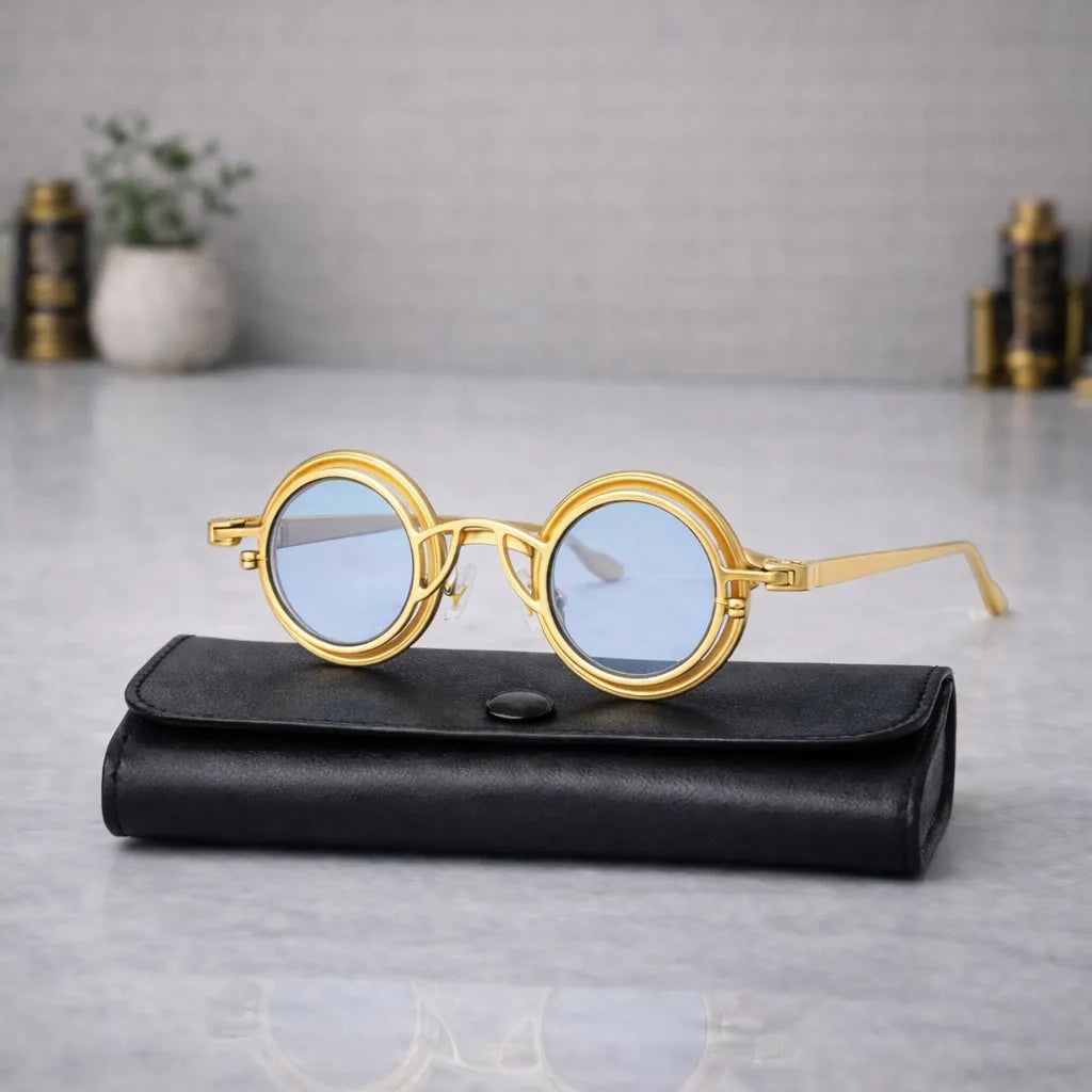 Retro Round Two in One Sunglasses Steampunk