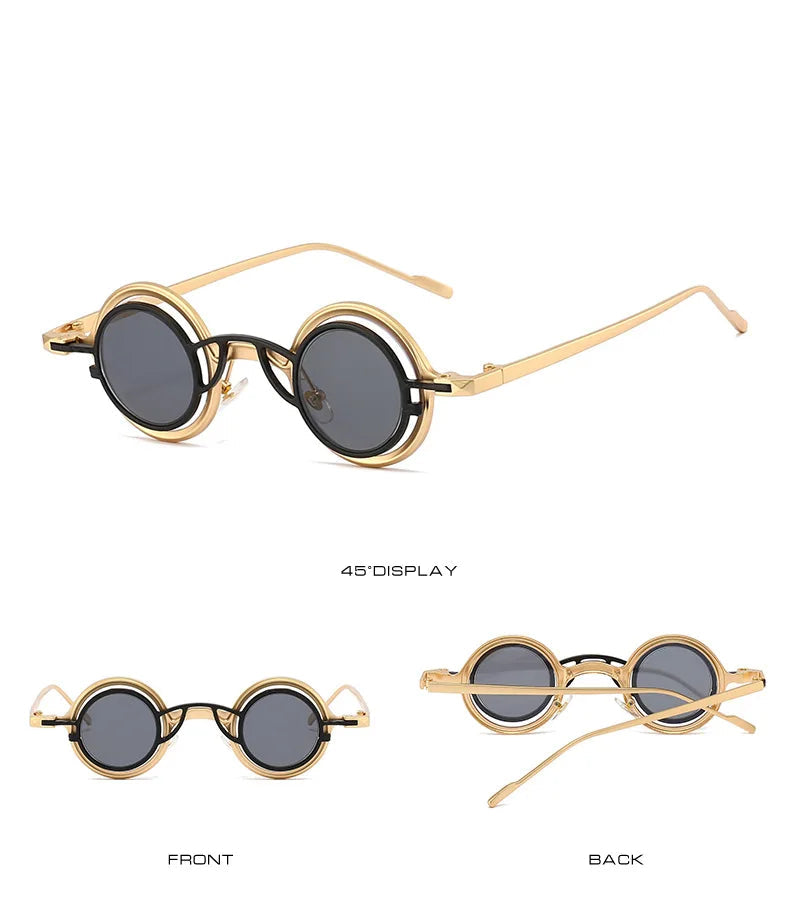 Retro Round Two in One Sunglasses Steampunk – classic look