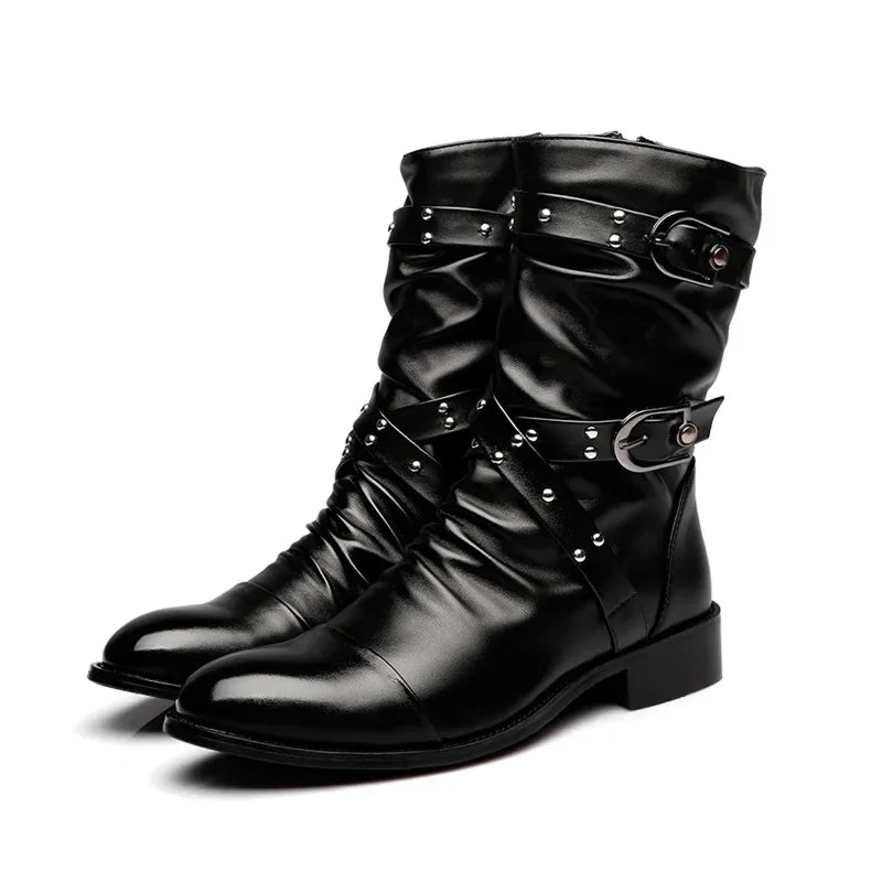 Retro Steampunk Biker Boots