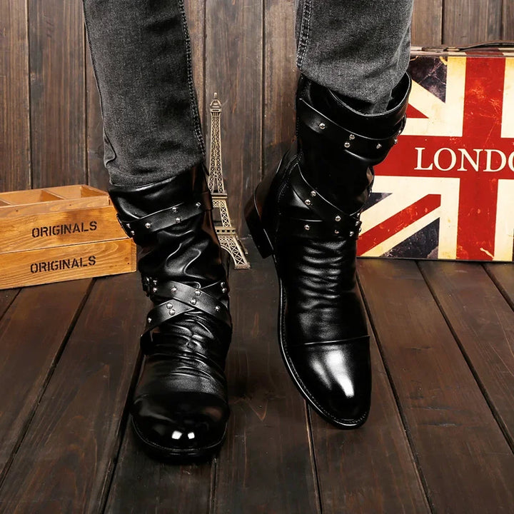 Retro Steampunk Biker Boots style