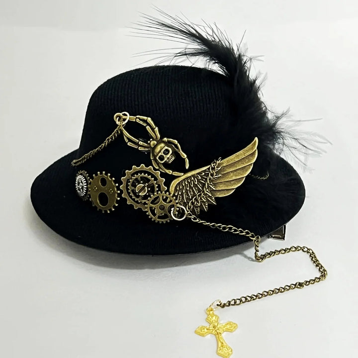Retro Steampunk Bowler Hat With Feathers – classic design