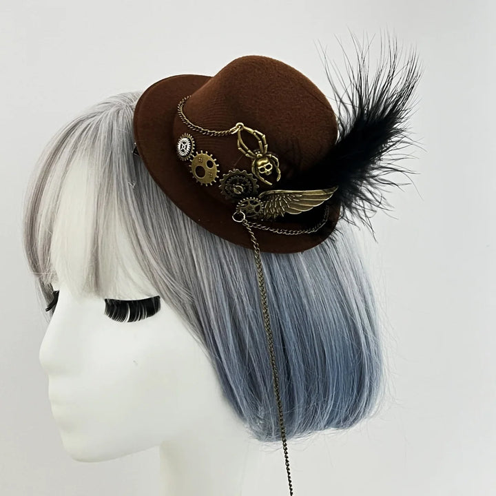 Retro Steampunk Bowler Hat With Feathers – gothic look