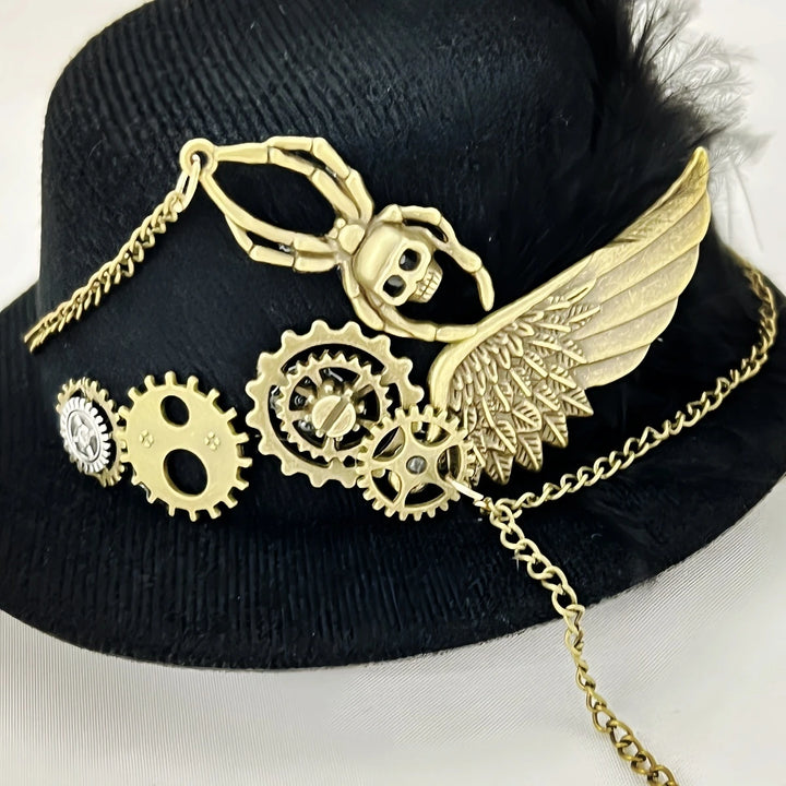 Retro Steampunk Bowler Hat With Feathers – vintage style