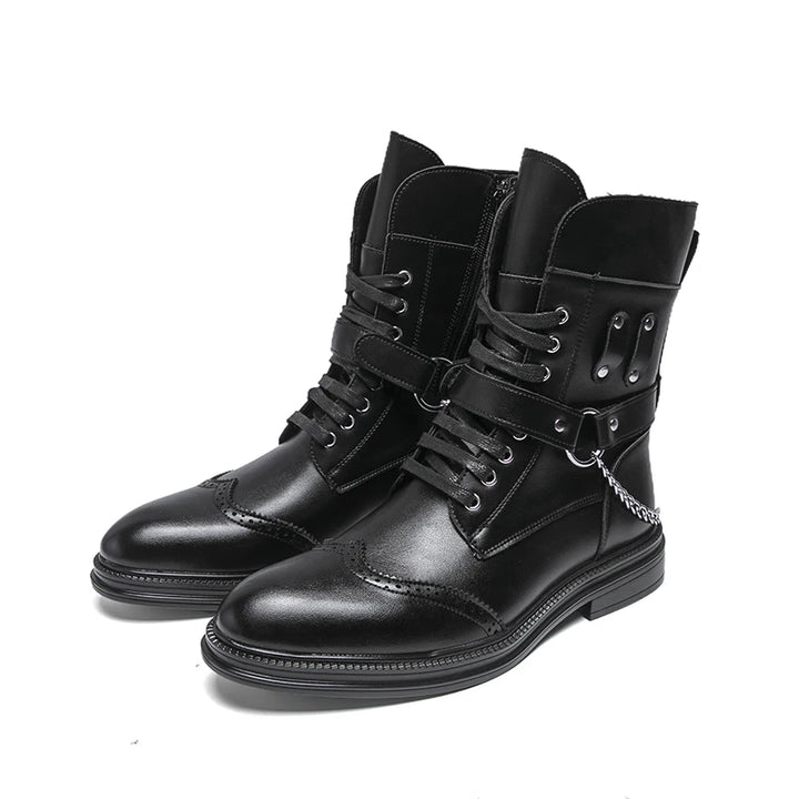 Retro Steampunk Chain Boots for Men bold