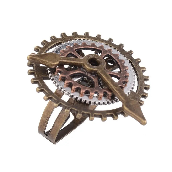 Retro Steampunk Clock Ring chic