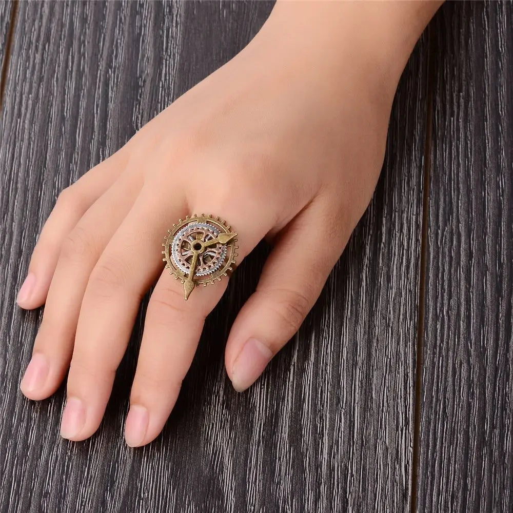 Retro Steampunk Clock Ring stylish