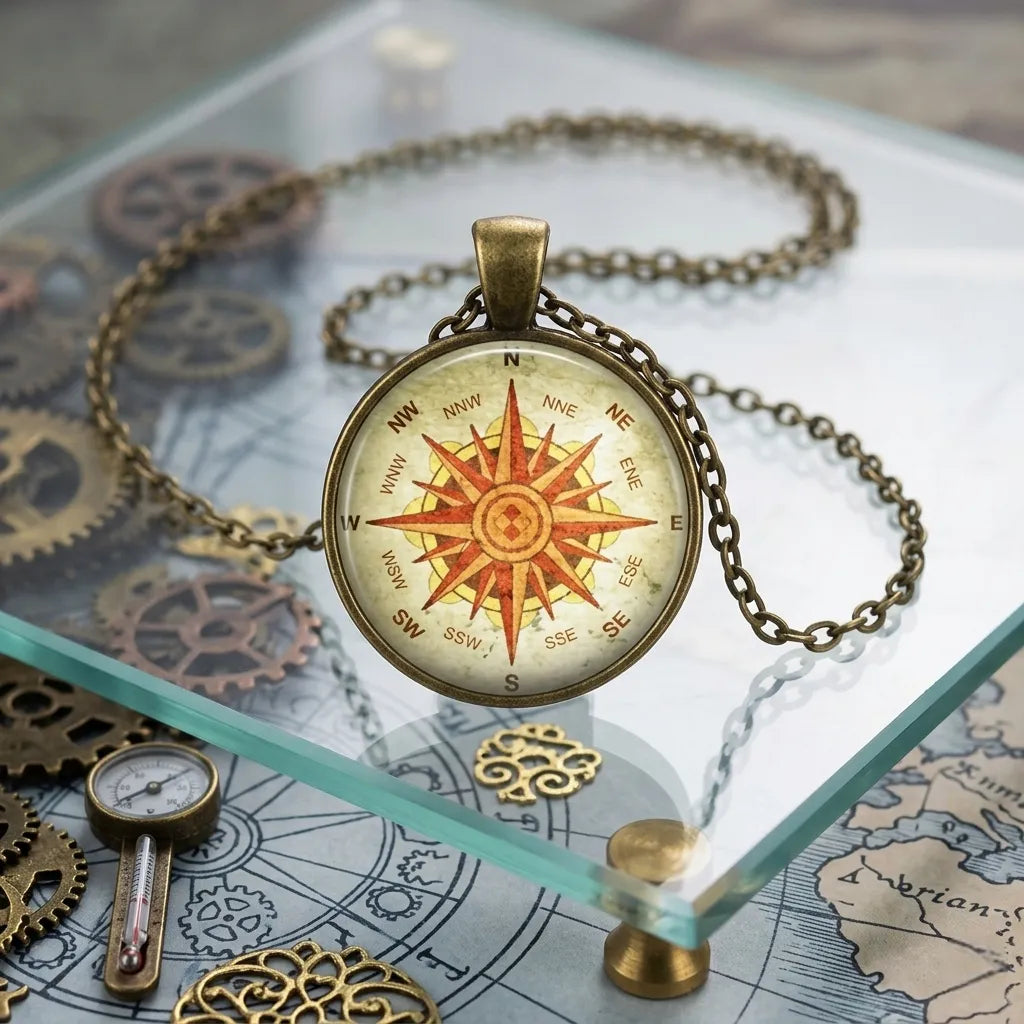 Retro Steampunk Compass Pendant
