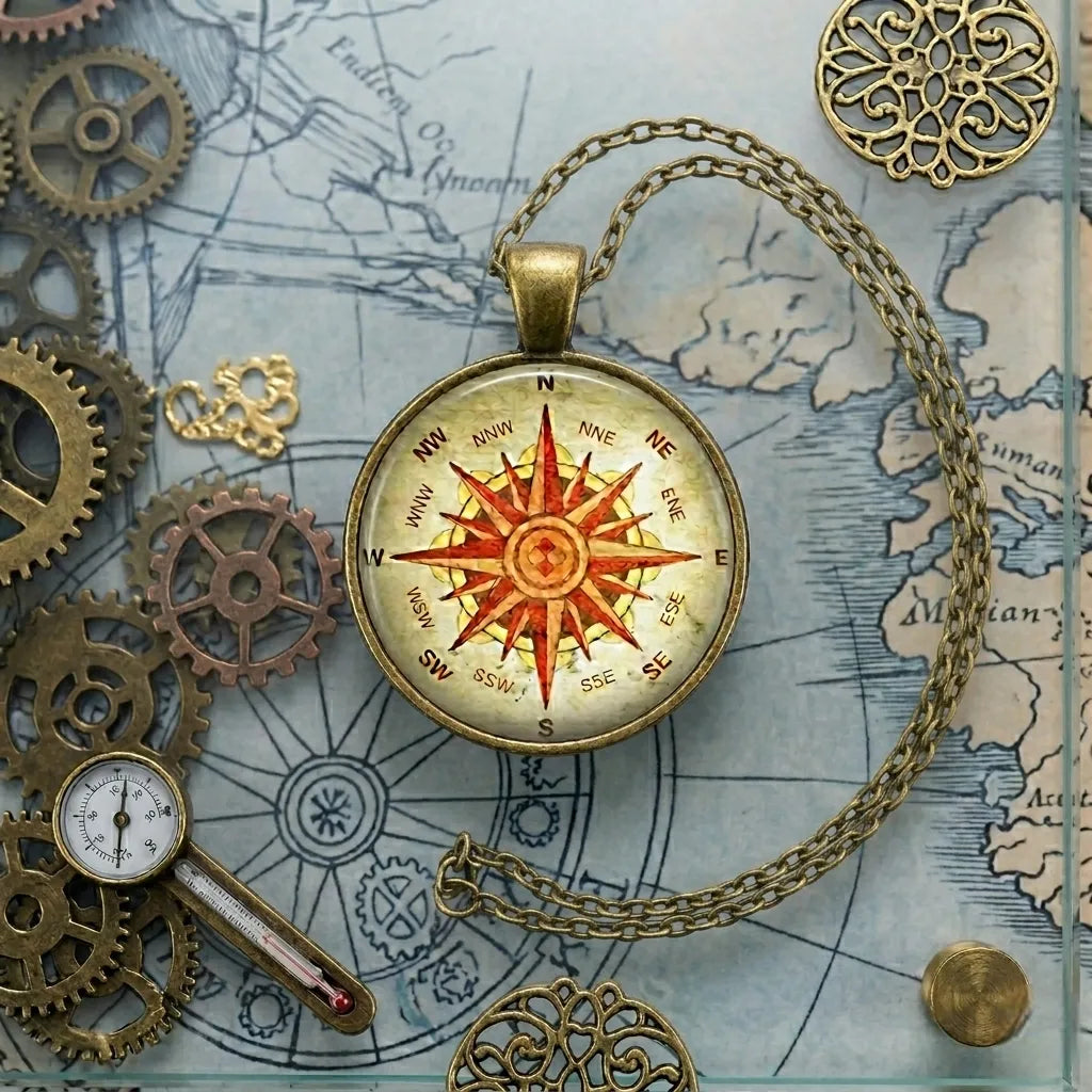 Retro Steampunk Compass Pendant Stylish