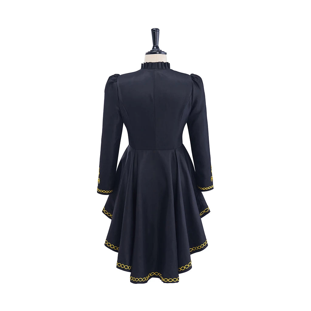 Retro Steampunk Cosplay Dress Costume Back Blue