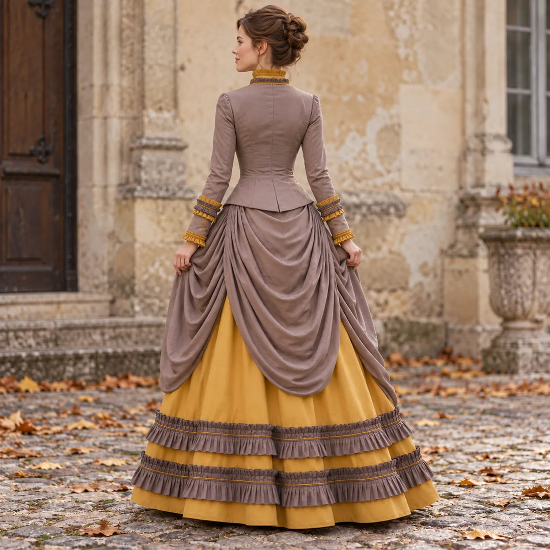 Retro Steampunk Costume Dress Stylish Back