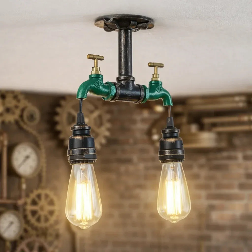Retro Steampunk Double-Faucet Lamp Design