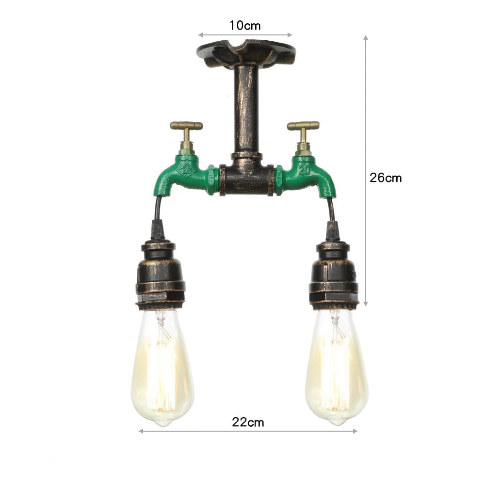Retro Steampunk Double-Faucet Lamp Measurement