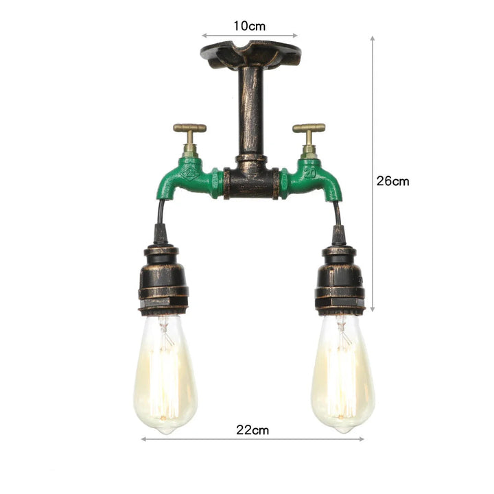 Retro Steampunk Double-Faucet Lamp Measurement