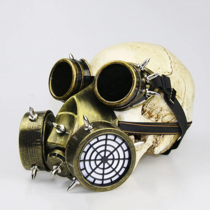 Retro Steampunk Gas Mask with Goggles Gold