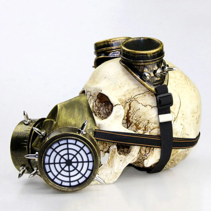 Retro Steampunk Gas Mask with Goggles Gold Stylish