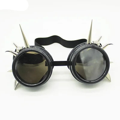 Retro Steampunk Goggles with Spikes Black