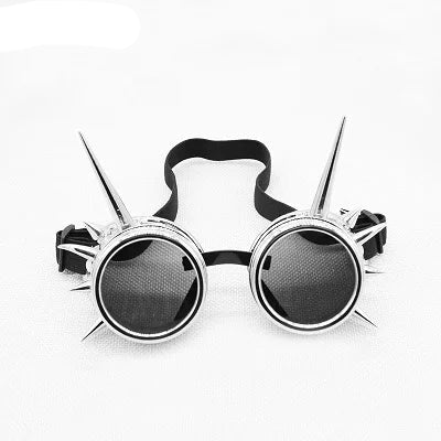 Retro Steampunk Goggles with Spikes Silver