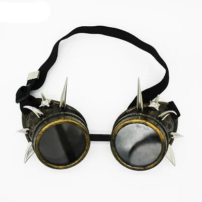 Retro Steampunk Goggles with Spikes Yellow