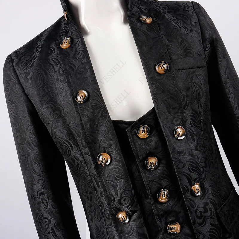 Retro Steampunk Jacquard Coat Classy