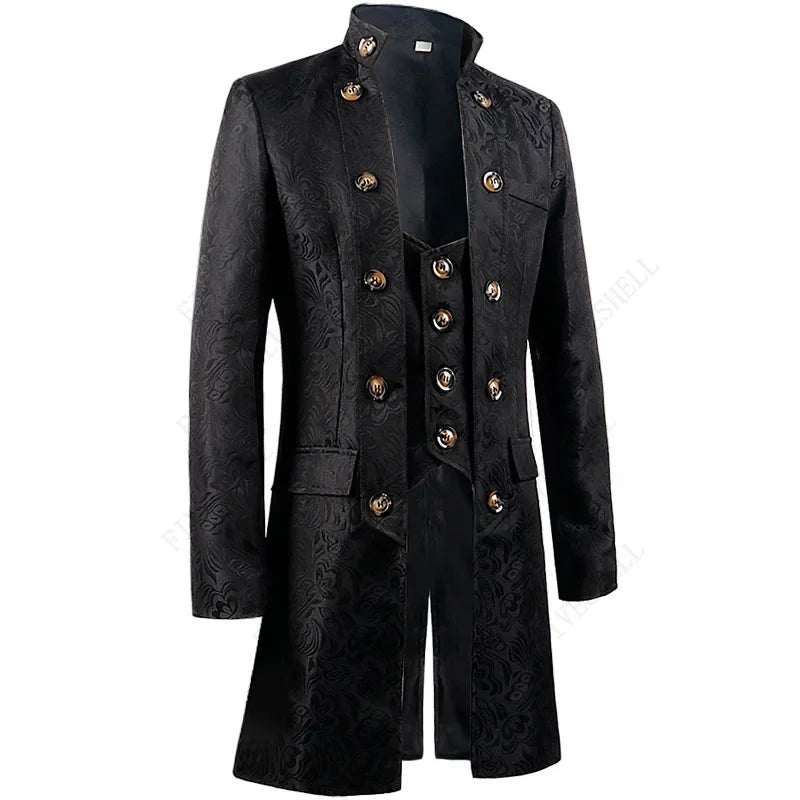 Retro Steampunk Jacquard Coat Design