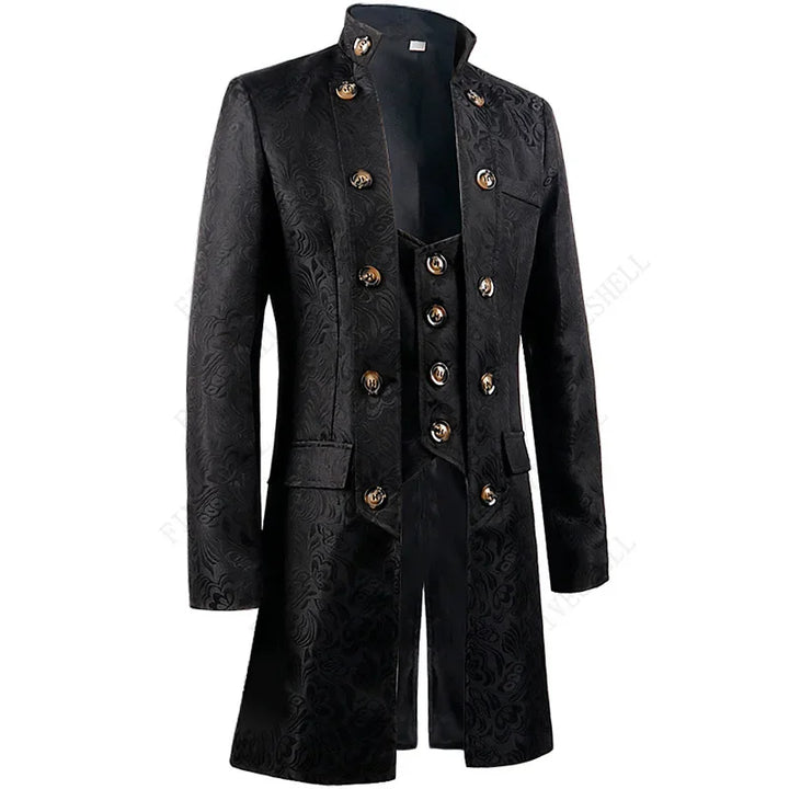 Retro Steampunk Jacquard Coat Design