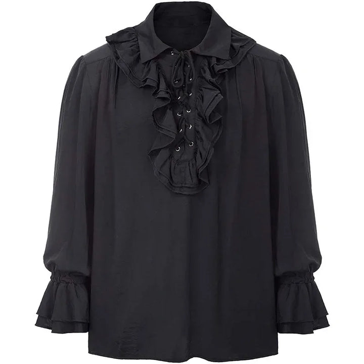 Retro Steampunk Lace-up Shirt Black