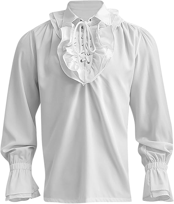 Retro Steampunk Lace-up Shirt white