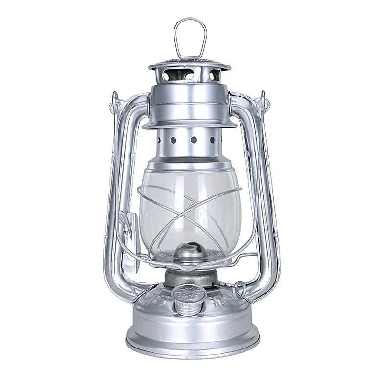 Retro Steampunk Oil Lantern Siver 25 cm