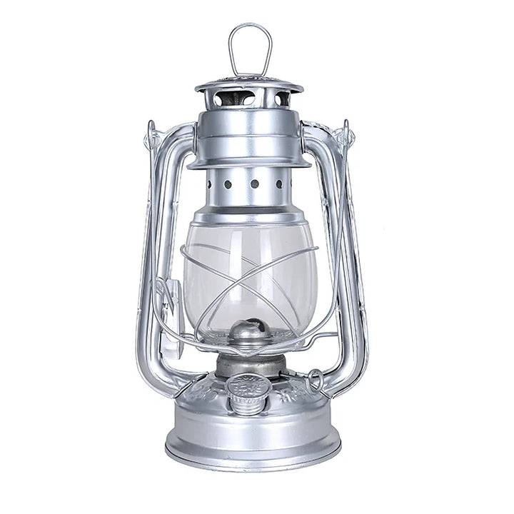 Retro Steampunk Oil Lantern Siver 25 cm